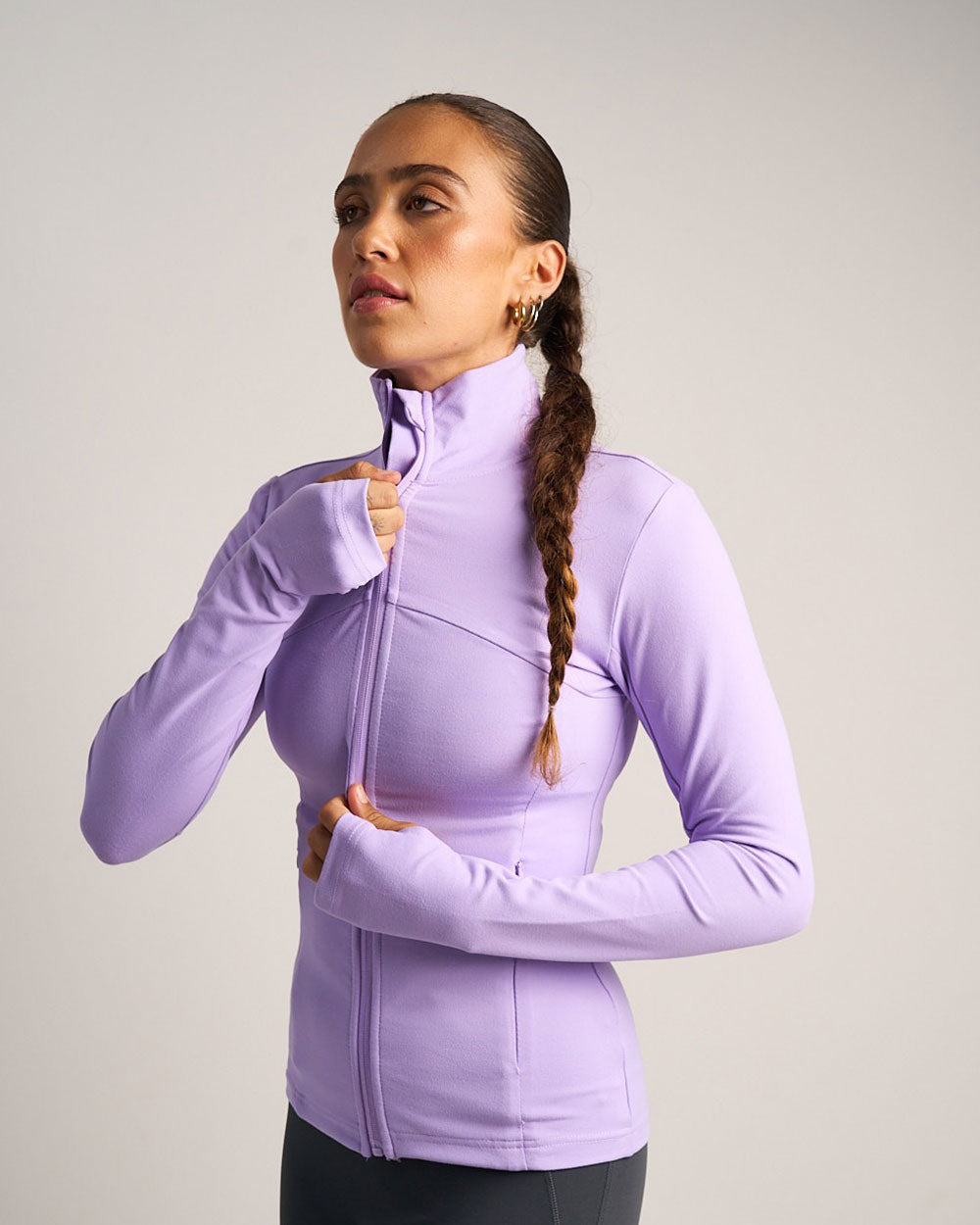 Womens Fitted Long Sleeve Jacket - Lilac image 4