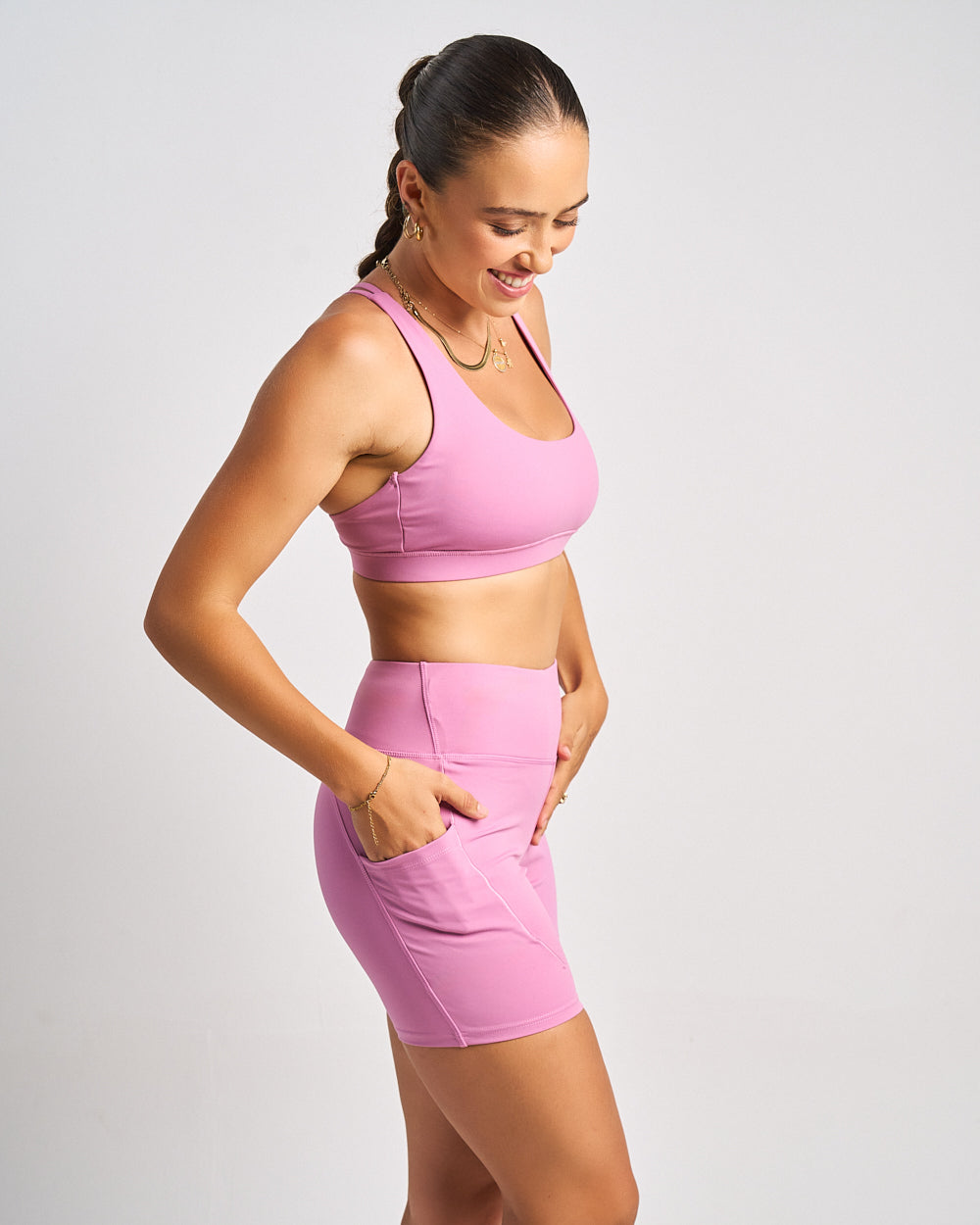 Womens Bike Shorts - Dusty Pink image 4