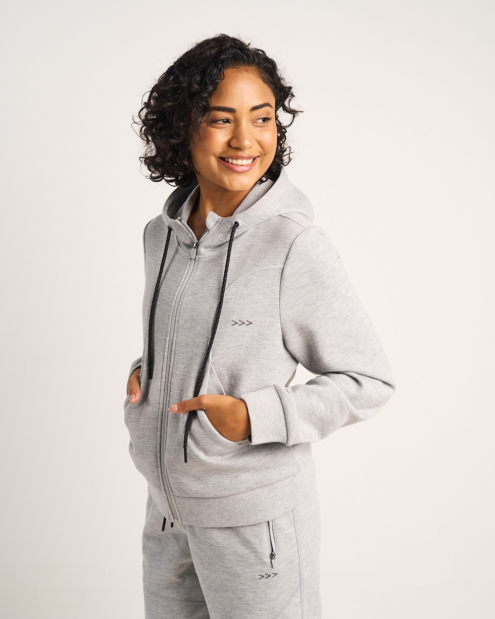 Womens Scuba Hoodie - Grey Melange image 4
