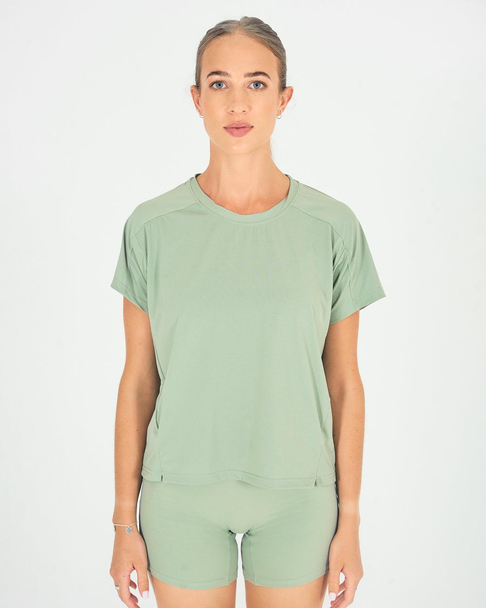 Womens Pinhole Boxy Tee - Sage Green image 0
