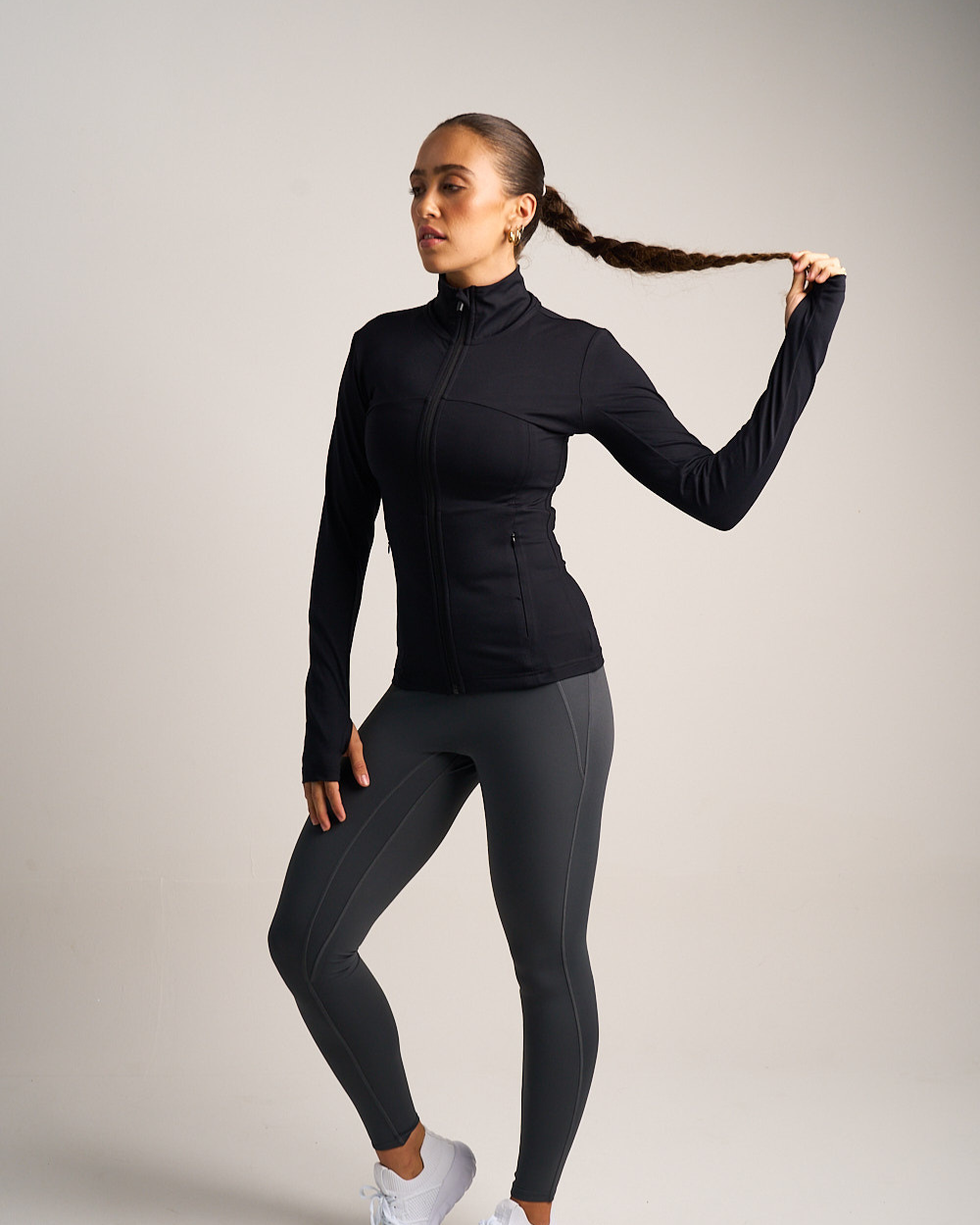 Womens Fitted Long Sleeve Jacket - Black image 5