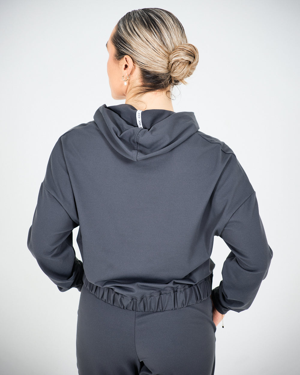 Womens Relaxed Cropped Hoodie - Sapphire Grey image 2