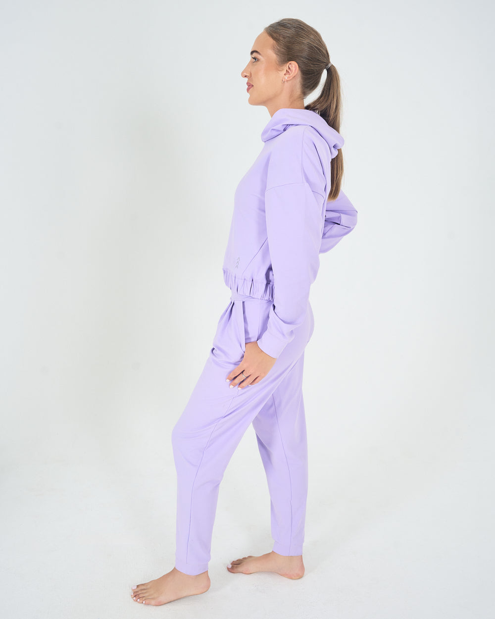 Womens Relaxed Cropped Hoodie - Lilac image 3
