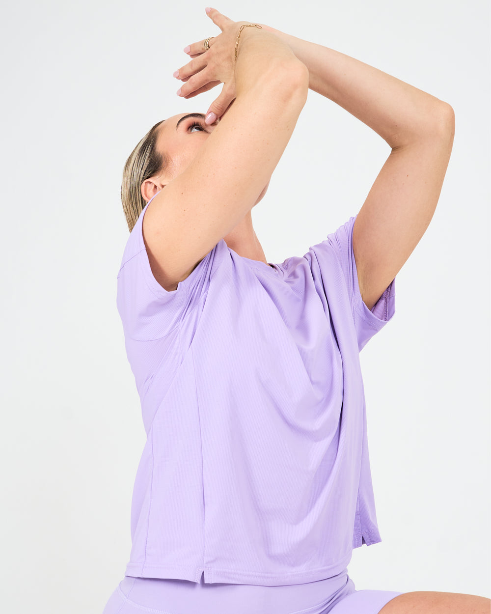 Womens Pinhole Boxy Tee - Lilac image 4