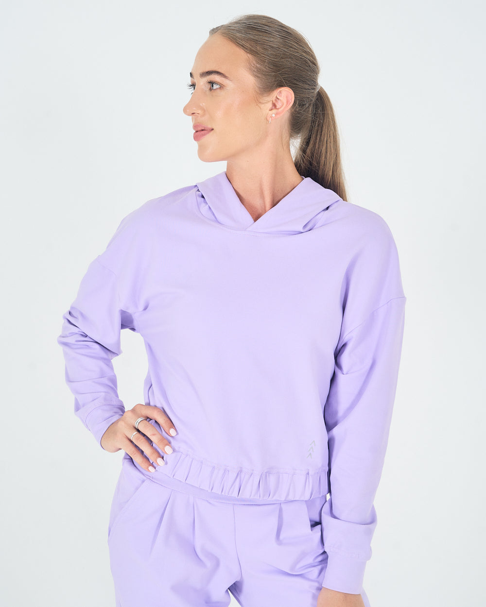 Womens Relaxed Cropped Hoodie - Lilac image 0
