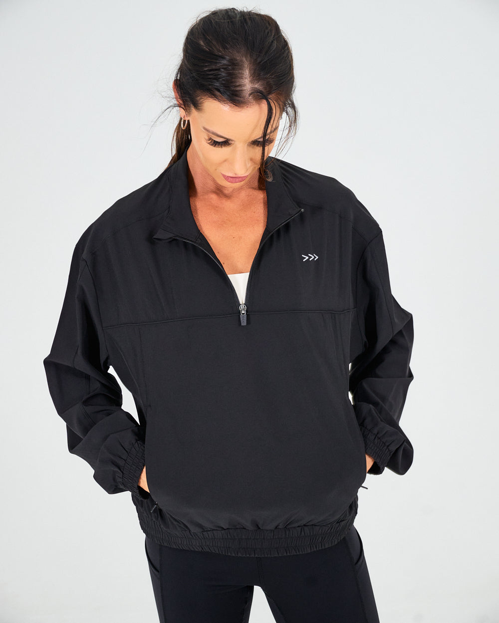 Womens Quarter Zip Jacket - Black image 0