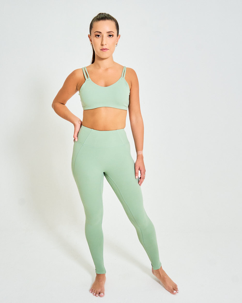 Womens Strappy Sports Bra - Sage Green image 5