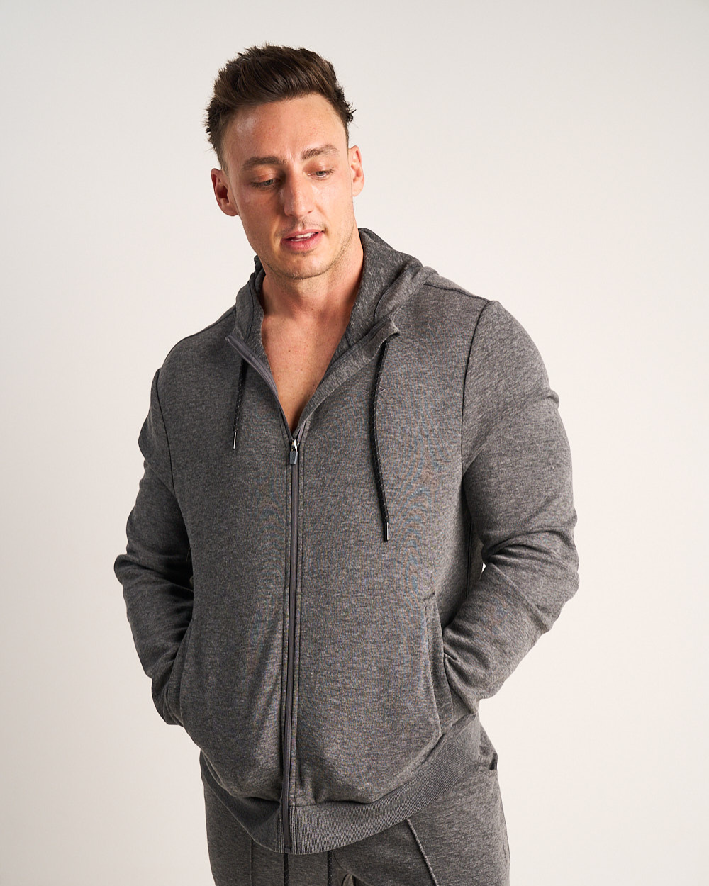 Mens Scuba Hoodie - Charcoal Melange image 2