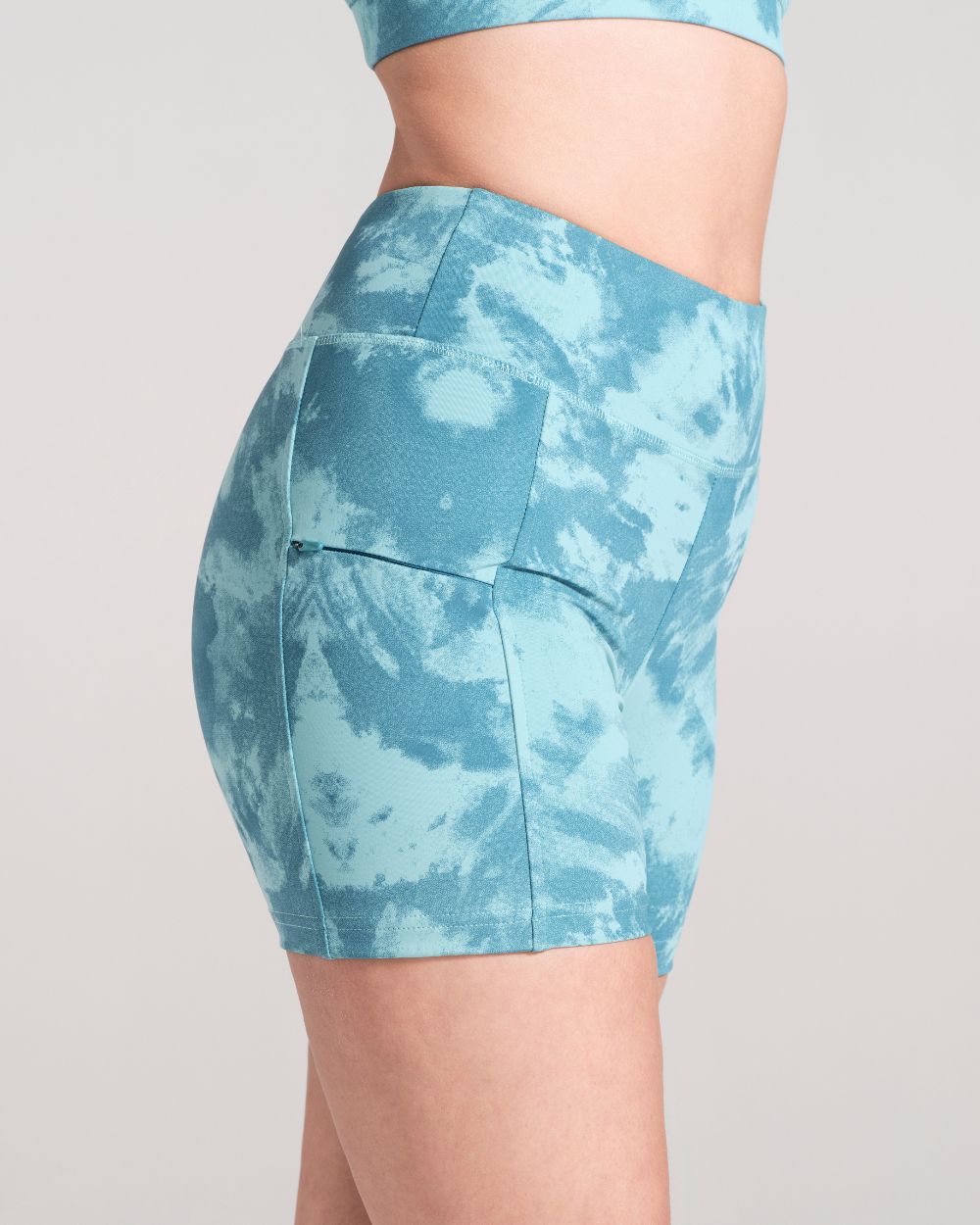 Printed Bike Shorts - Teal image 3