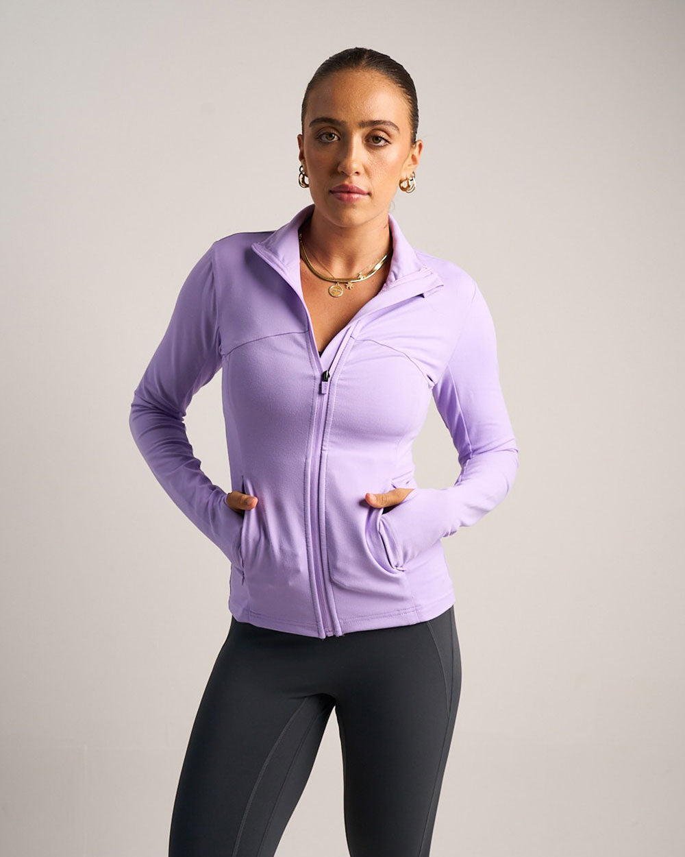 Womens Fitted Long Sleeve Jacket - Lilac image 0