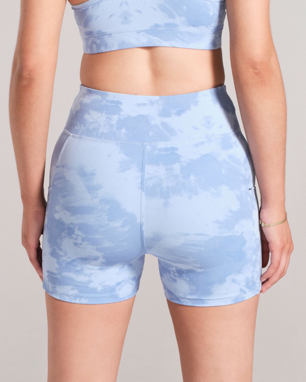 Printed Bike Shorts - Pale Blue image 2