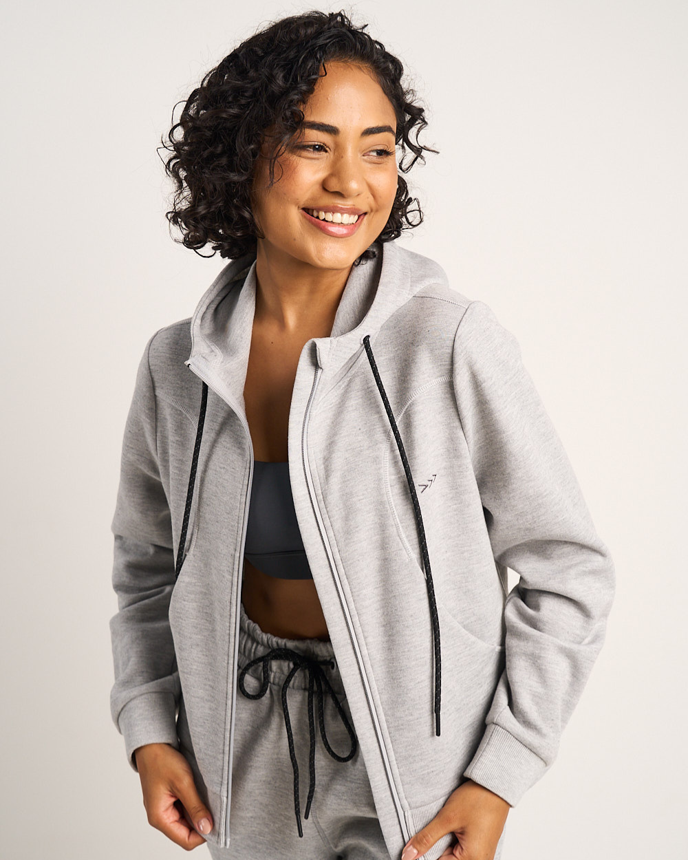 Womens Scuba Hoodie - Grey Melange image 2