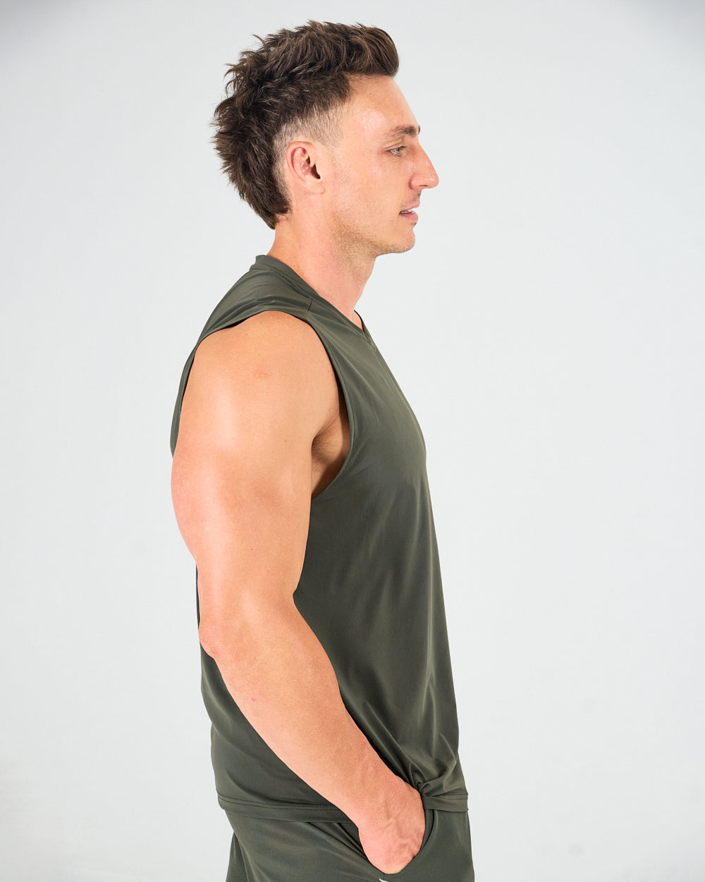 Mens Tank Top - Olive Green image 2