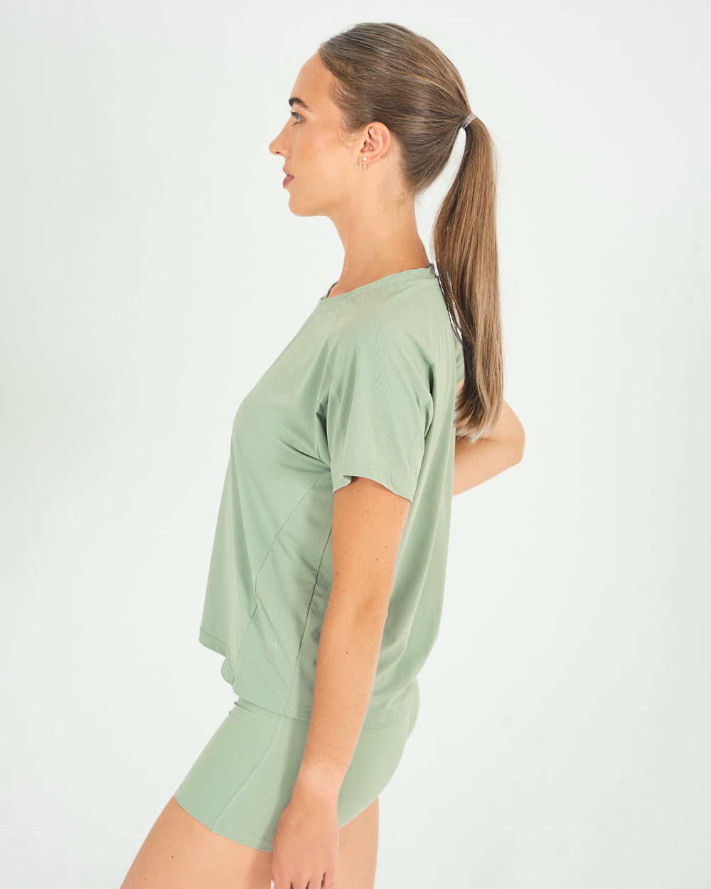 Womens Pinhole Boxy Tee - Sage Green image 2