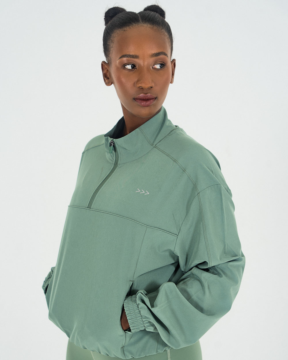 Womens Quarter Zip Jacket - Forest Green image 5