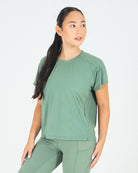 Womens Pinhole Boxy Tee - Forest Green image 0
