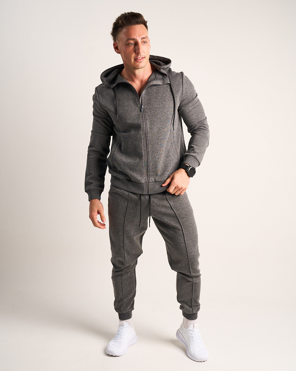 Mens Scuba Hoodie - Charcoal Melange image 4