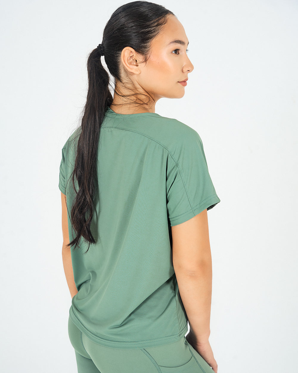 Womens Pinhole Boxy Tee - Forest Green image 4