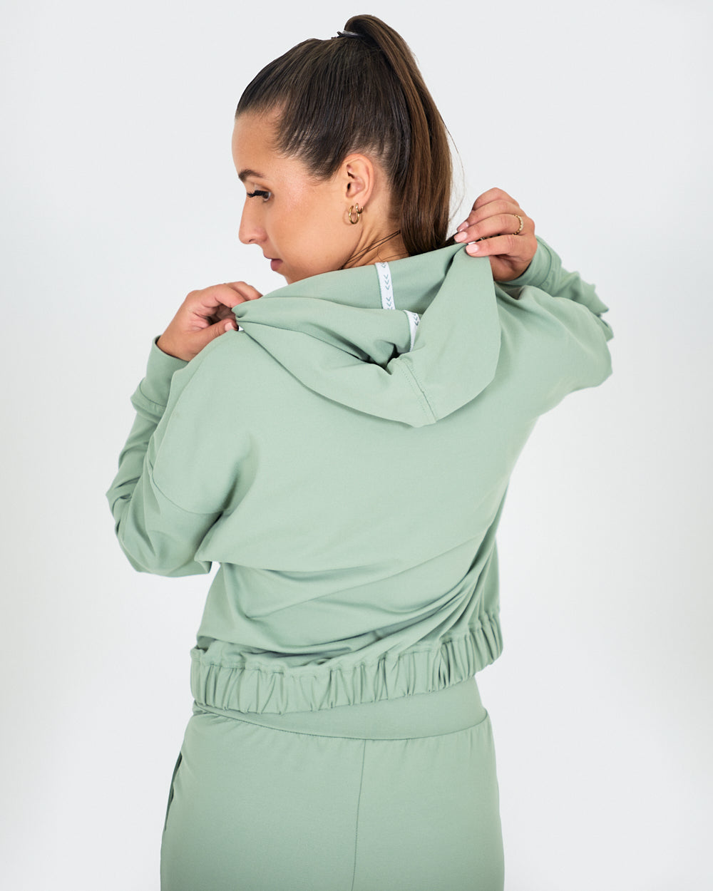 Womens Relaxed Yoga Hoodie - Sage Green image 2