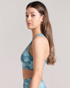 Printed Racerback Sports Bra - Teal image 3