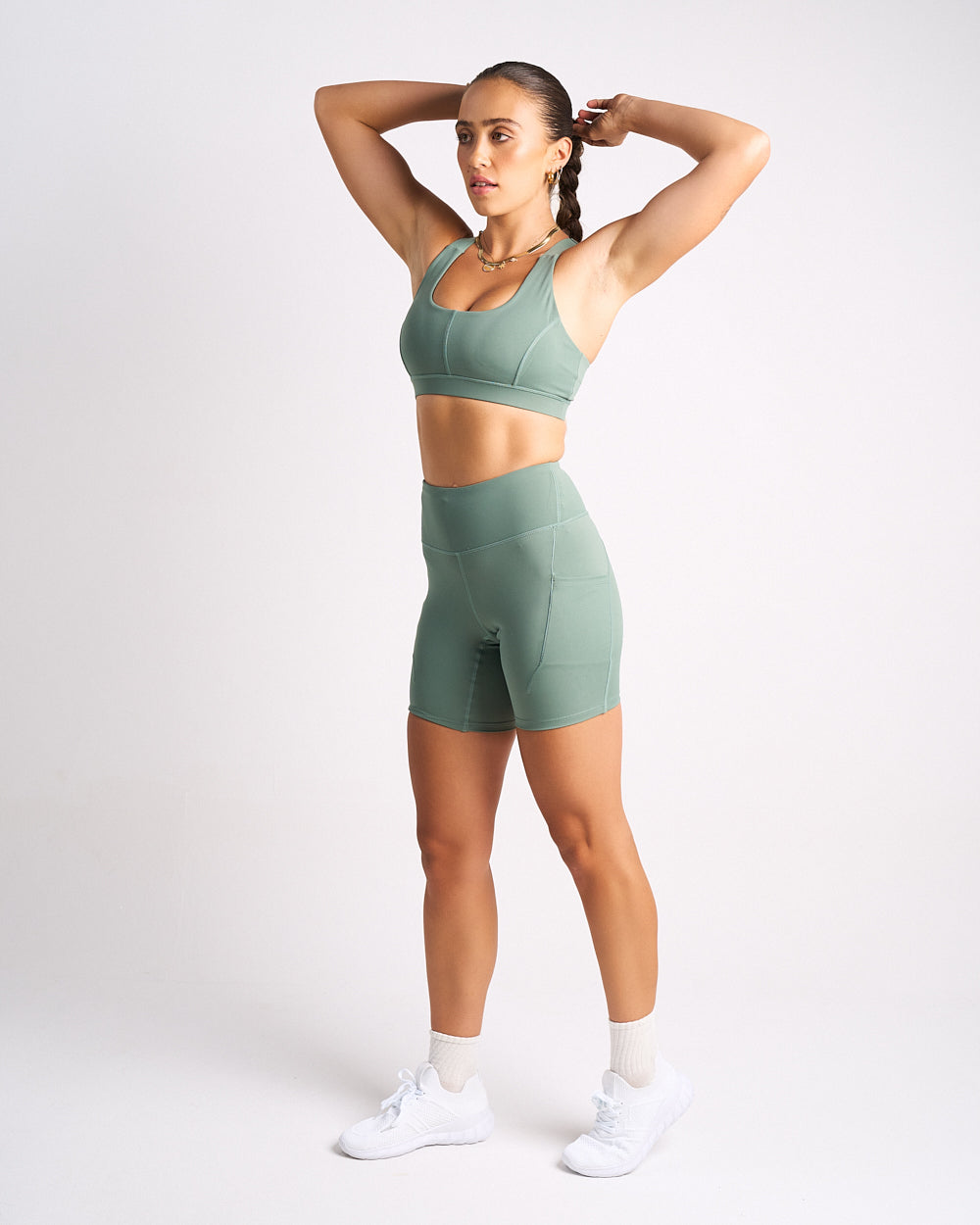 Womens Bike Shorts - Forest Green image 4