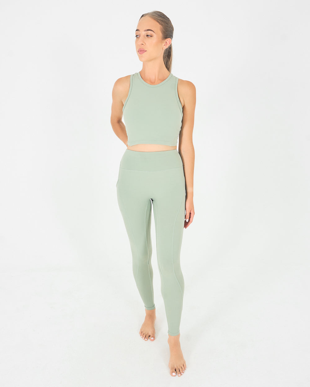 Womens Cropped Vest - Sage Green image 5