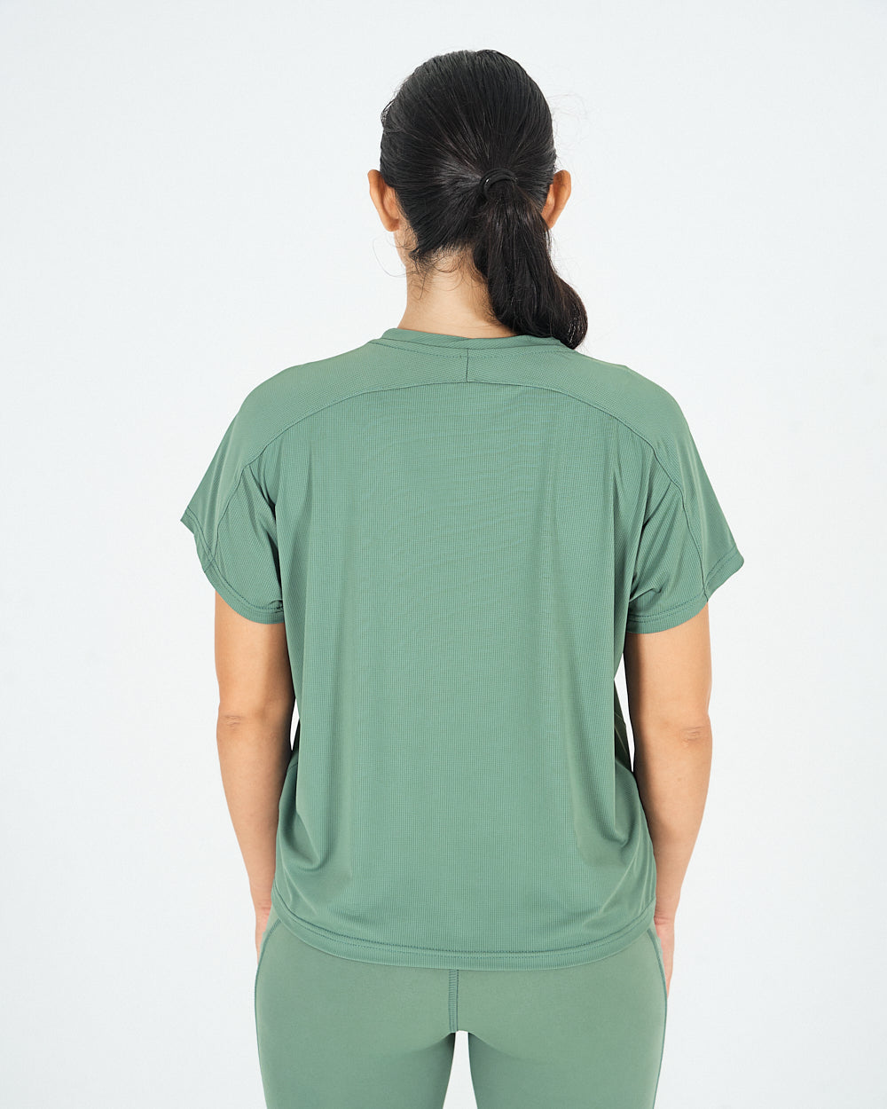 Womens Pinhole Boxy Tee - Forest Green image 3