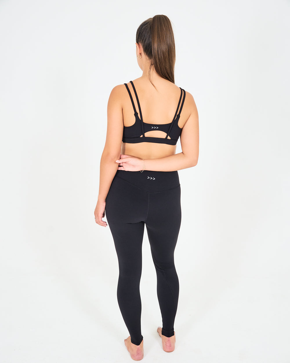 Womens Strappy Sports Bra - Black image 3