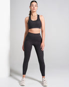 Printed Racerback Sports Bra - Black image 4