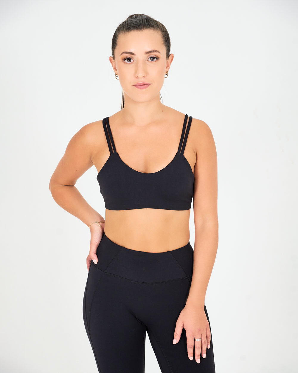 Womens Strappy Sports Bra - Black image 0