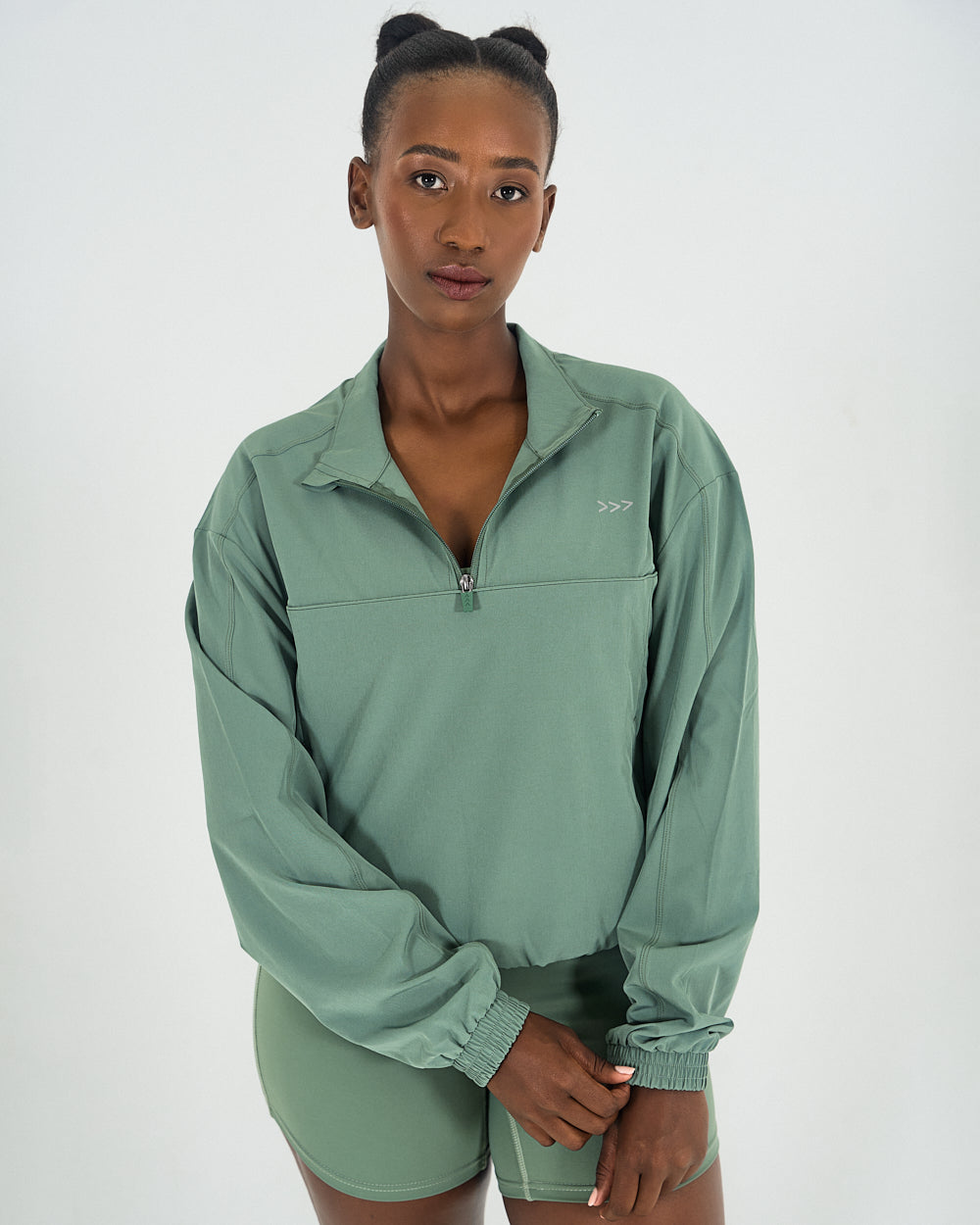 Womens Quarter Zip Jacket - Forest Green image 0