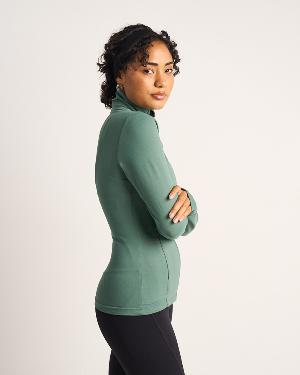 Womens Fitted Long Sleeve Jacket - Forest Green image 2