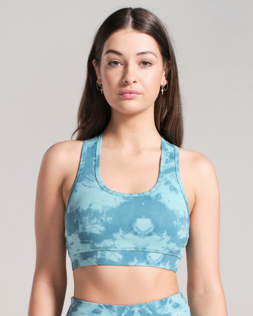 Printed Racerback Sports Bra - Teal image 0
