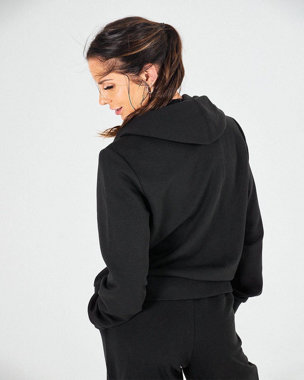 Womens Scuba Hoodie - Black image 2