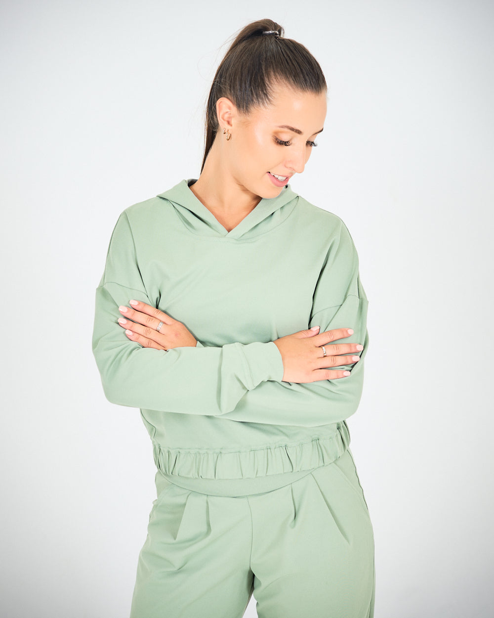 Womens Relaxed Yoga Hoodie - Sage Green image 0