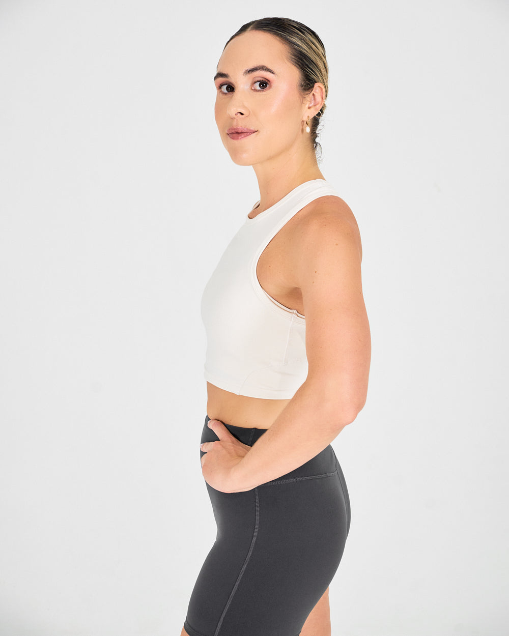 Womens Cropped Vest - Vanilla White image 2