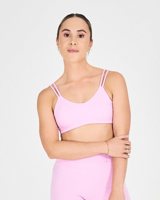Womens Strappy Sports Bra - Pastel Pink image 0