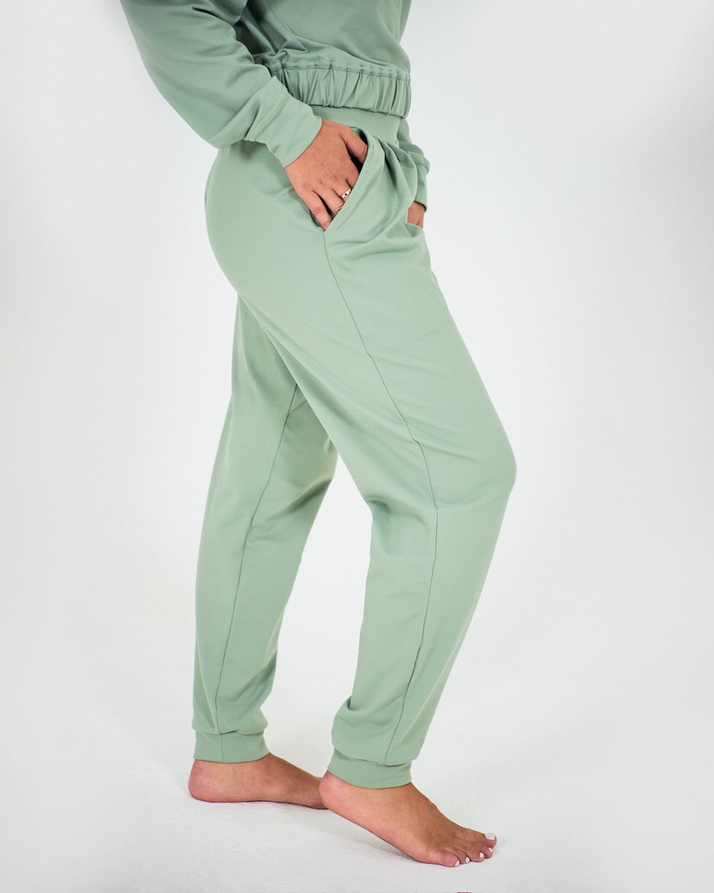 Womens Relaxed Yoga Pants - Sage Green image 3
