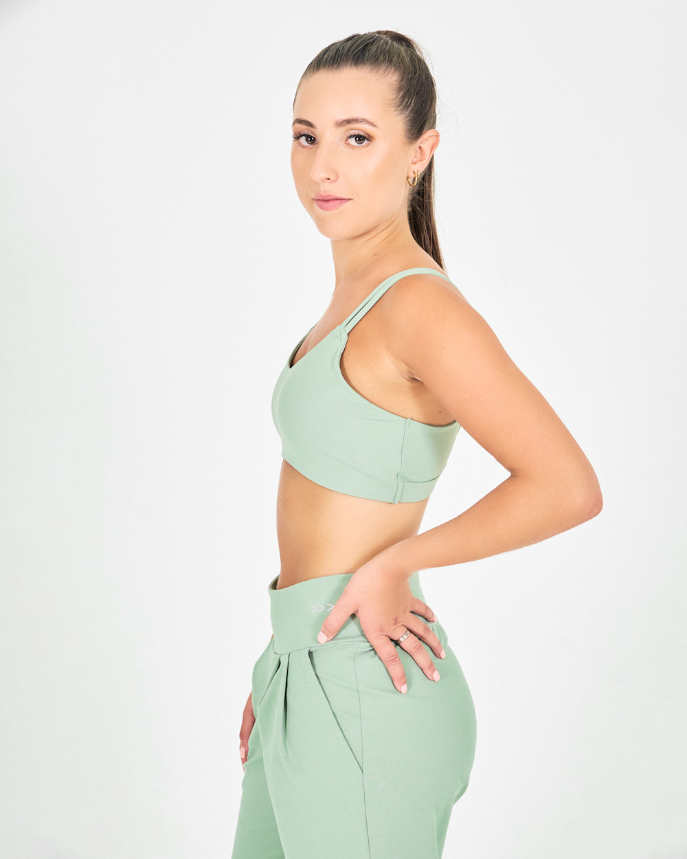 Womens Strappy Sports Bra - Sage Green image 4