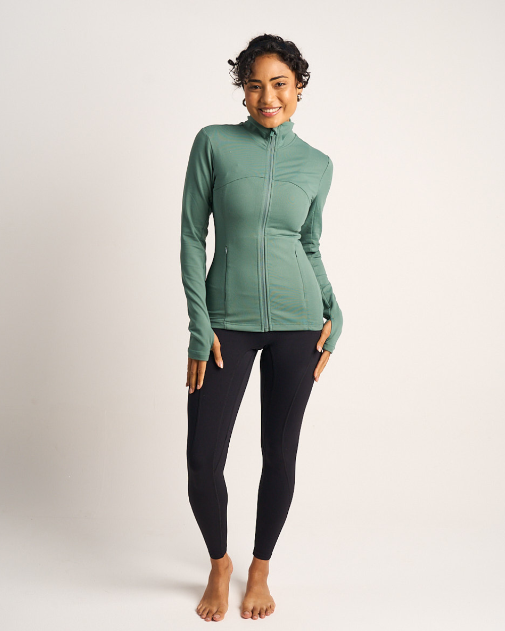 Womens Fitted Long Sleeve Jacket - Forest Green image 5