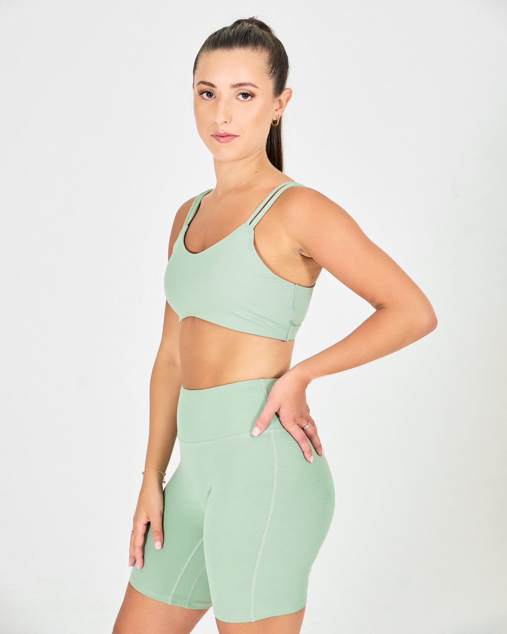 Womens Mid-Thigh Shorts - Sage Green image 3