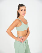 Womens Strappy Sports Bra - Sage Green image 3