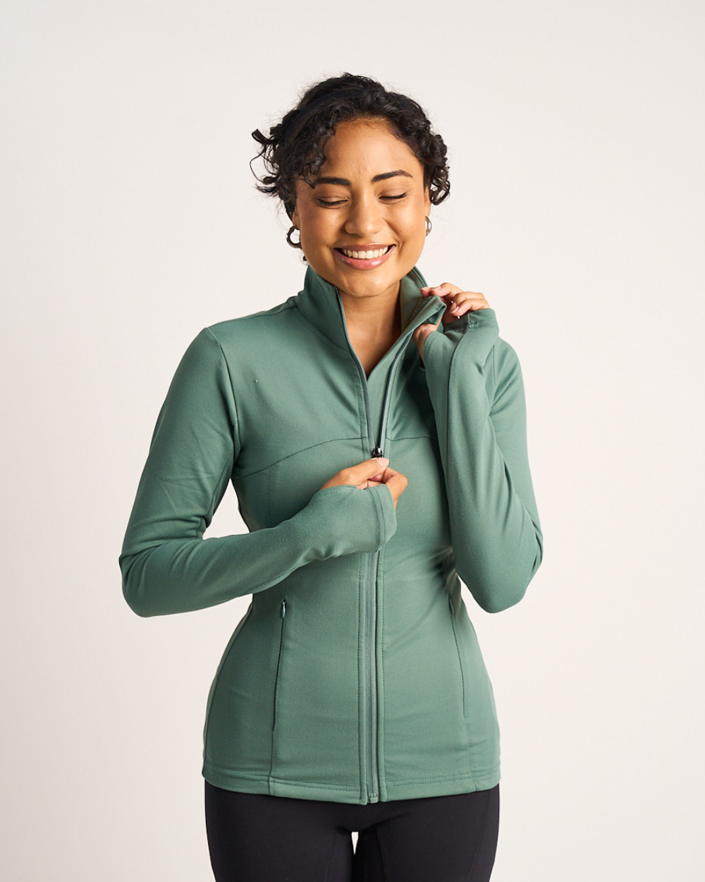 Womens Fitted Long Sleeve Jacket - Forest Green image 0