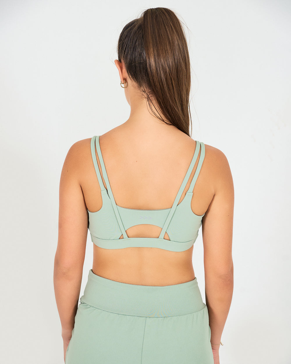 Womens Strappy Sports Bra - Sage Green image 2