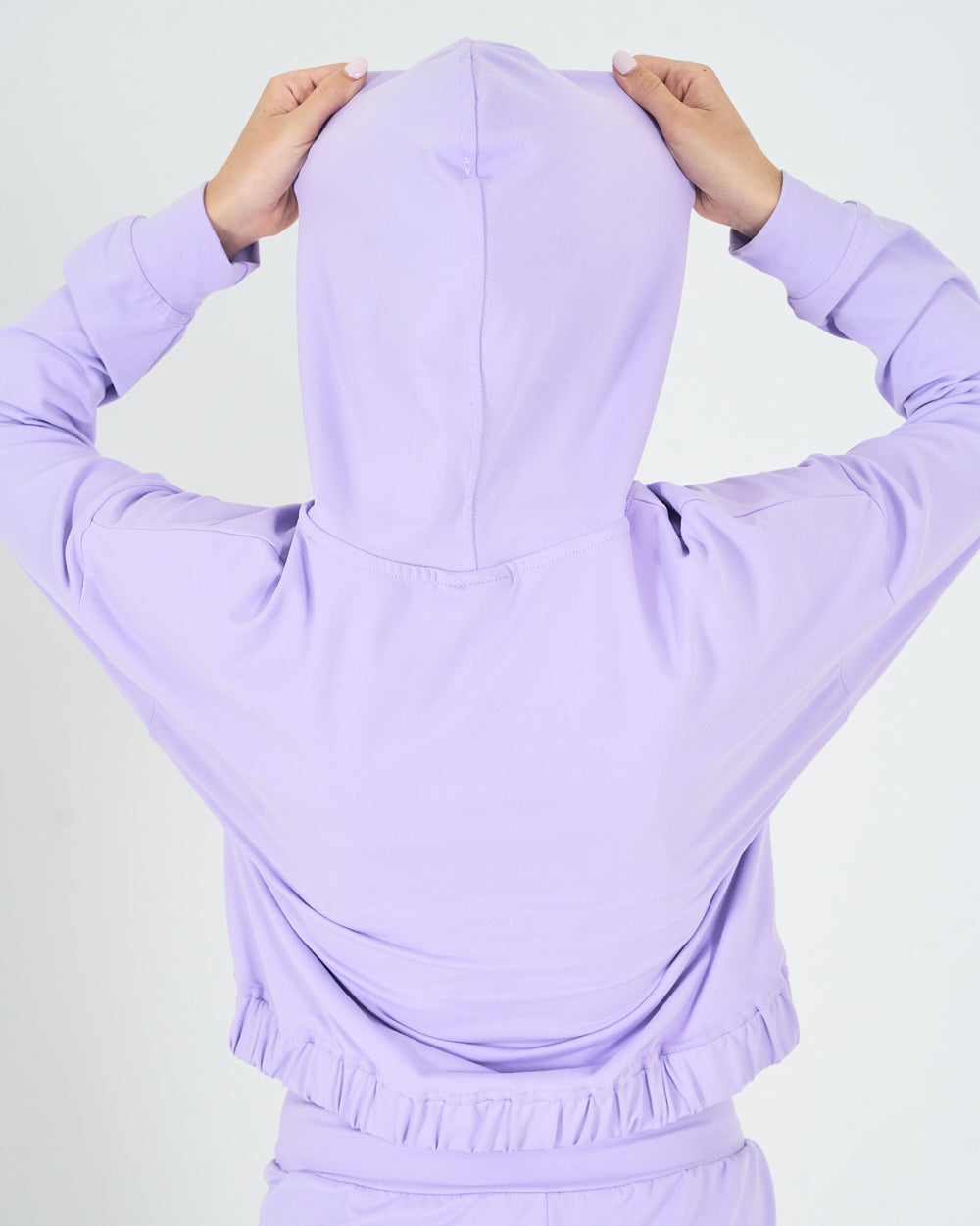 Womens Relaxed Cropped Hoodie - Lilac image 2