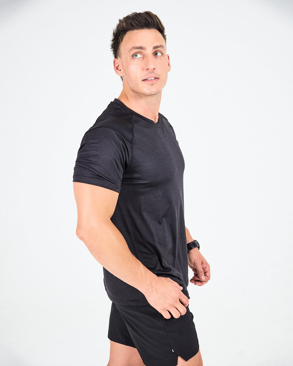 Mens Melange Activ Tee - Black image 2
