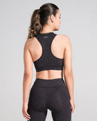 Printed Racerback Sports Bra - Black image 2