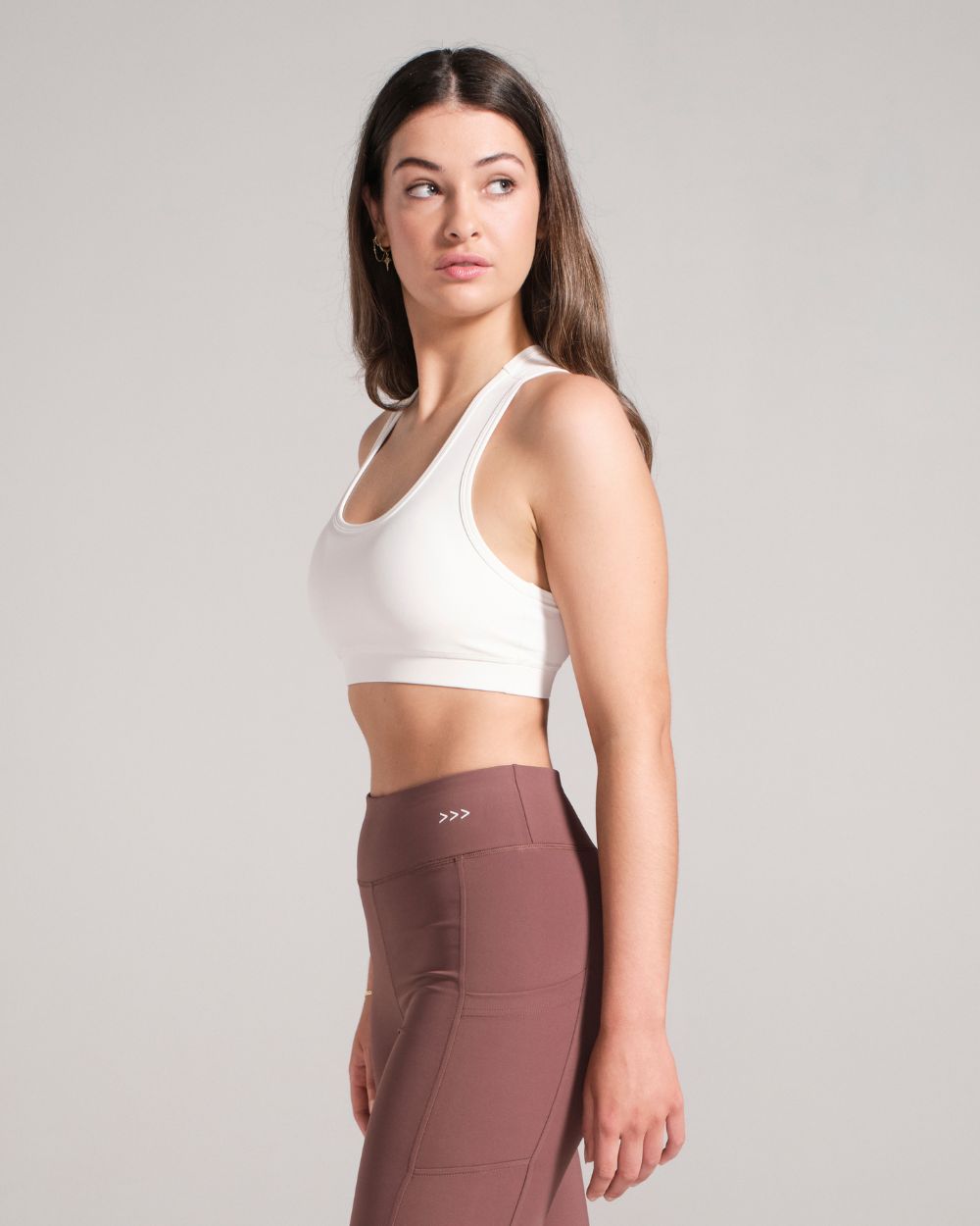 Racerback Sports Bra - Off White image 3