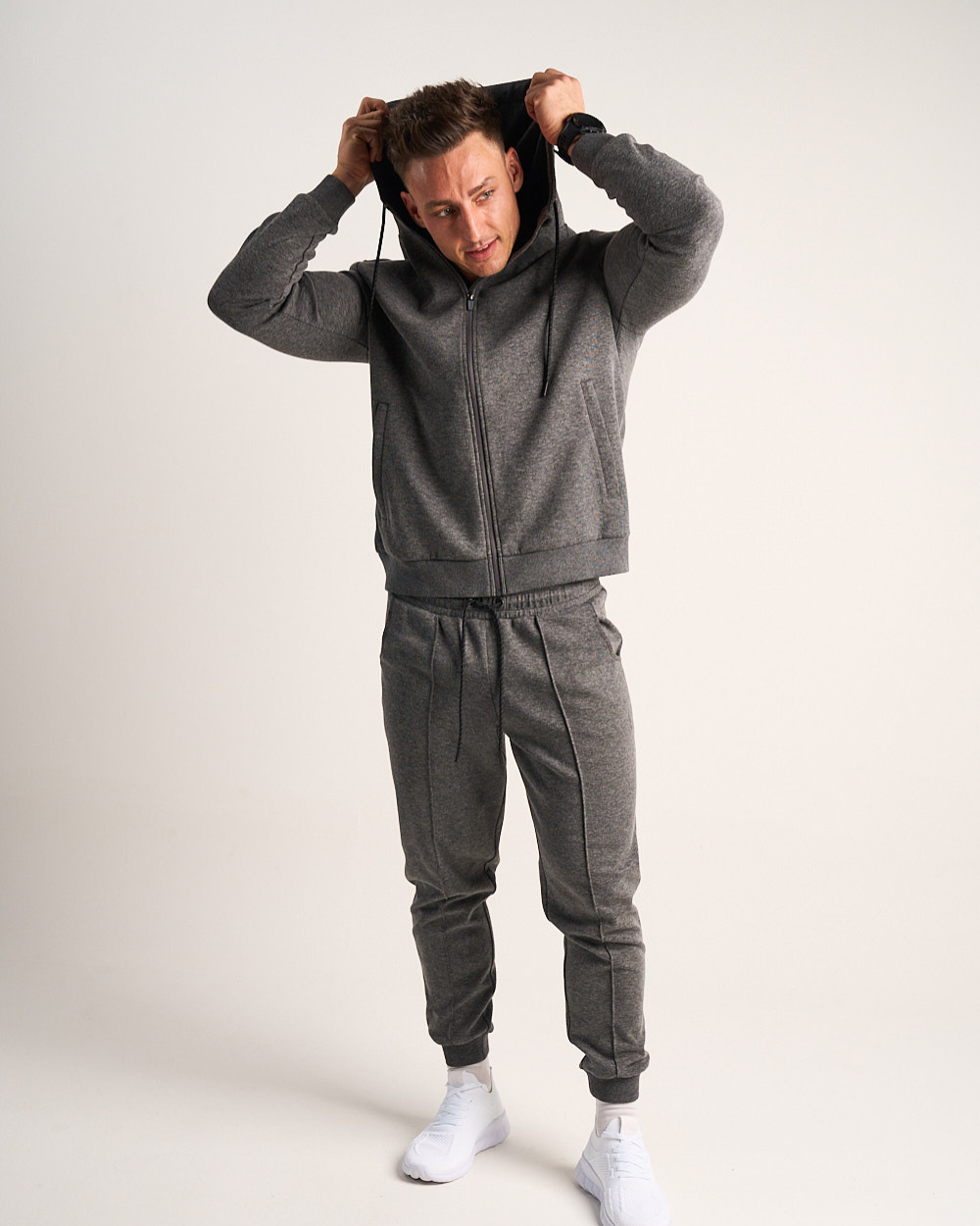 Mens Scuba Hoodie - Charcoal Melange image 5