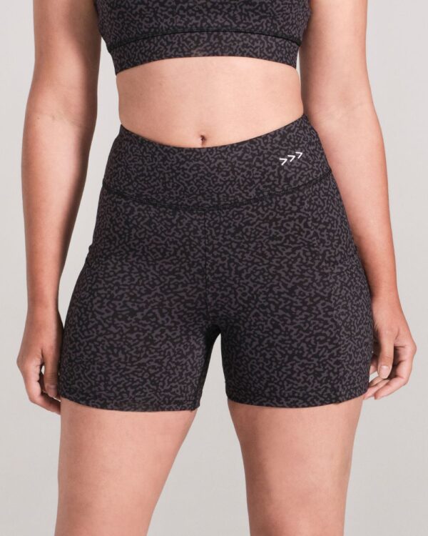 Essentials-Black-Printed-Bike-Shorts-Front